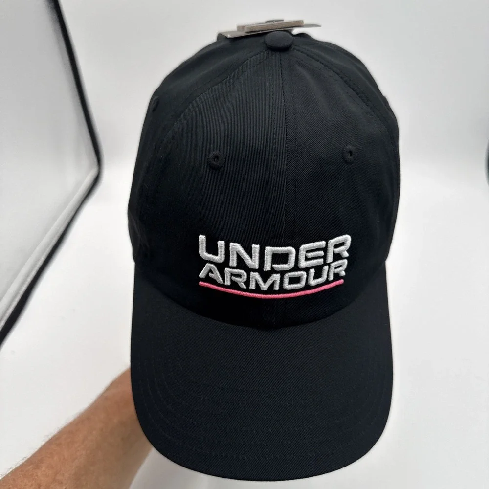 Under Armour Chino Hat Cap Black White Pink  Adjustable ‎ Strapback NWT